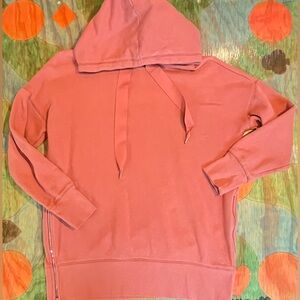 Aerie Womens Small Mauve Purple Red Hoodie Side Zip Cozy Oversized Pullover Draw